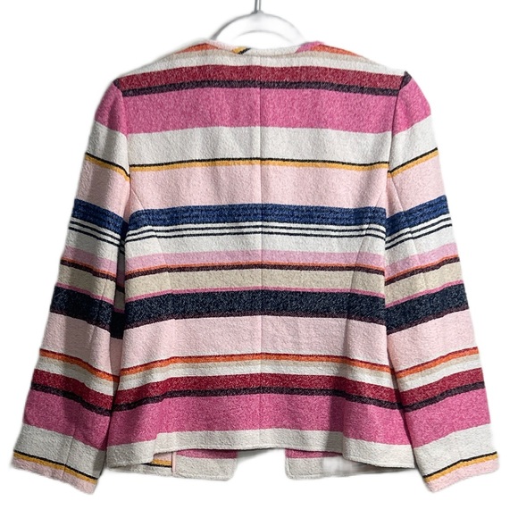 Kate Spade NY Berber Pink Stripe Collarless Blazer Jacket - Picture 10 of 11